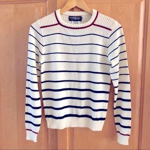 Givenchy White and Navy Striped Crew Neck Sweater